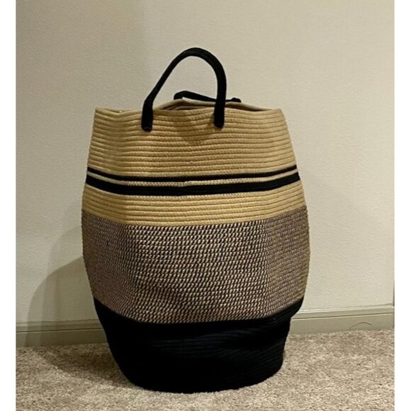 New 105L - Woven Collapsible Laundry Basket - Clothes Storage Basket for Blanket